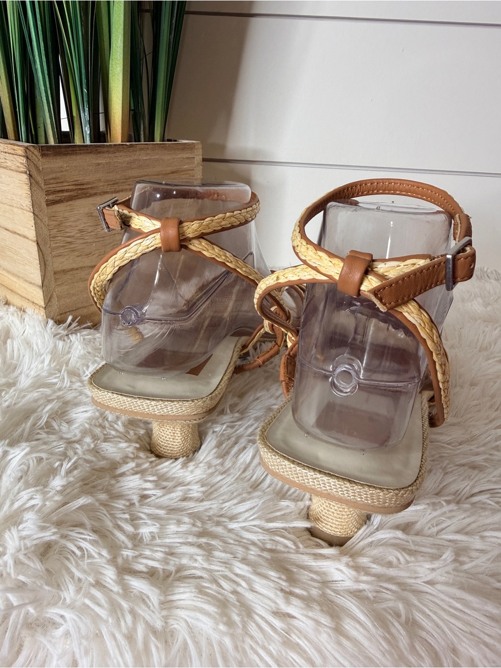 Dolce Vita Bev Braided Raffia Kitten Heel Ankle Strap Boho Sandal Natural Sz 9.5 - Picture 9 of 11